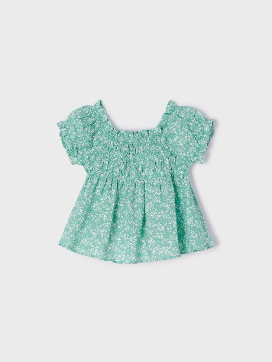 Tunica seersucker estampada Azul jade (Verde Água)  para Menina - Mayoral