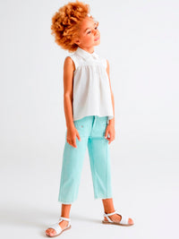 Calça straight cropped Azul jade (Verde Água)  para Menina - Mayoral