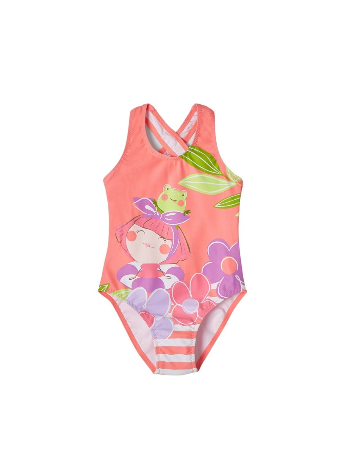 Fato de banho serigrafia Coral fluo (Salmão)  para Menina - Mayoral