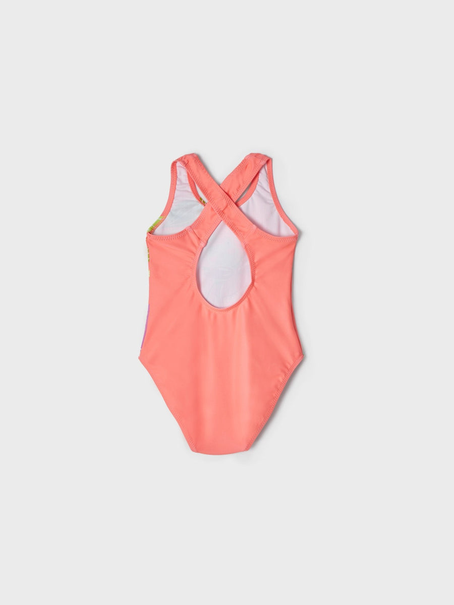 Fato de banho serigrafia Coral fluo (Salmão)  para Menina - Mayoral