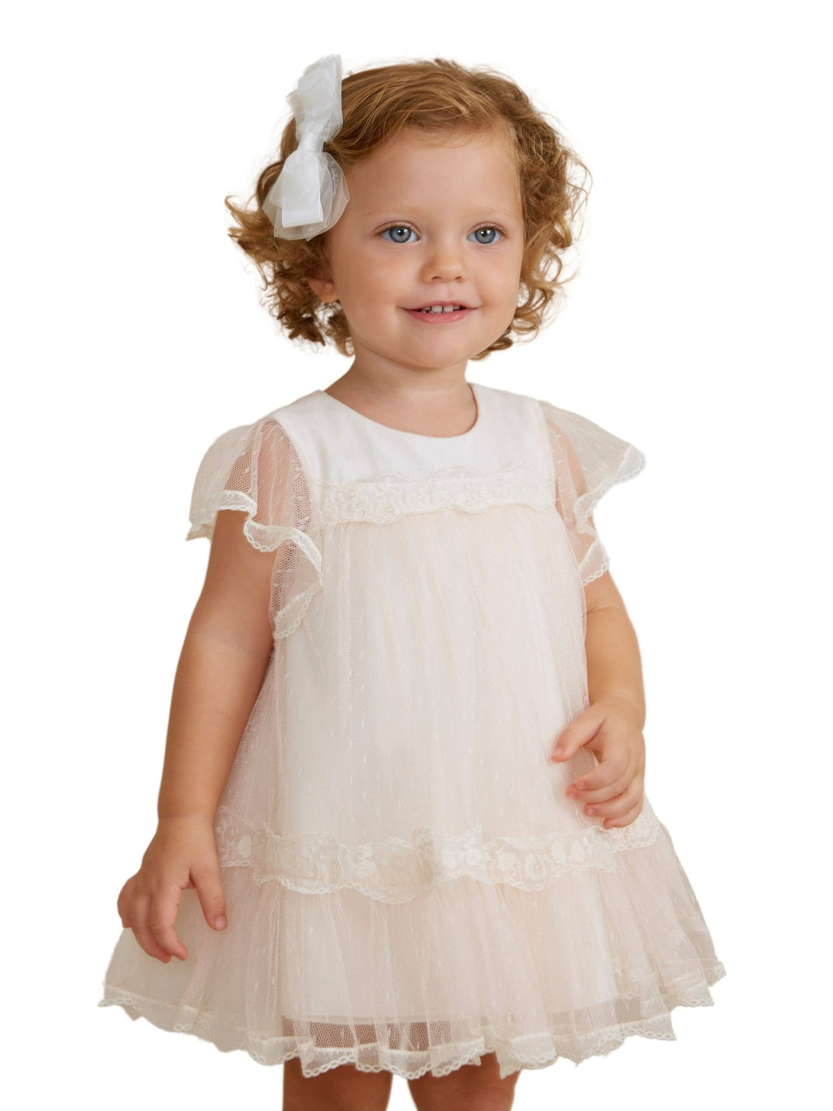 Vestido tule jaquard Salmão (Salmão)  para Bebé Menina - Abel & Lula