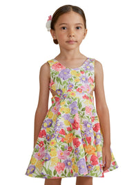 Vestido crepe estampado Chicle (Rosa)  para Menina - Abel & Lula