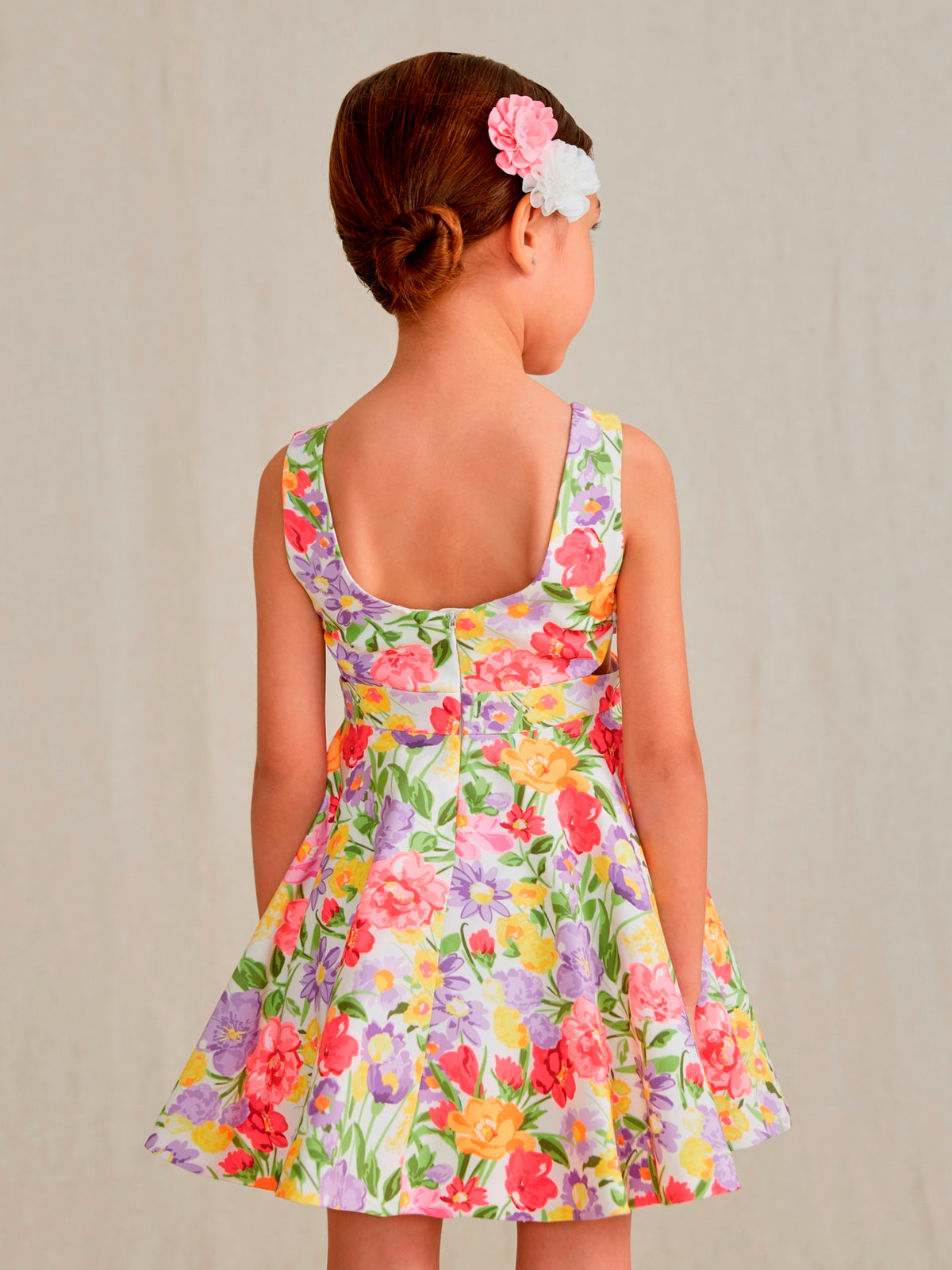 Vestido crepe estampado Chicle (Rosa)  para Menina - Abel & Lula