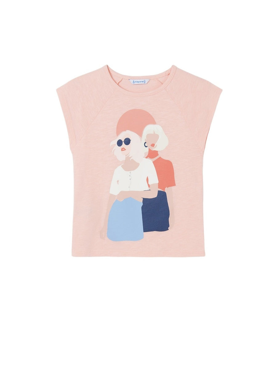 Camiseta m/cta gráfica Nude (Rosa Bébé)  para Menina - Mayoral