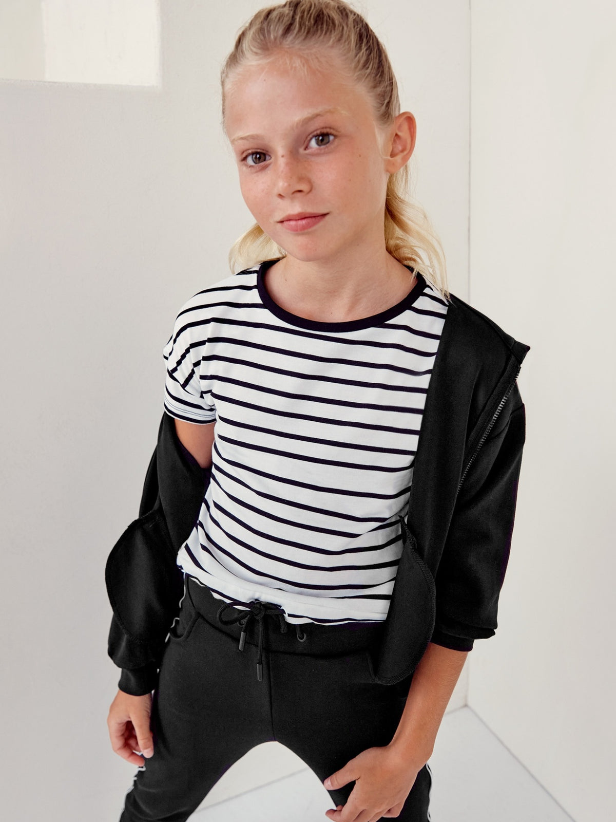 Camiseta riscas Preto (Preto)  para Menina - Mayoral