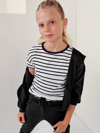 Camiseta riscas Preto (Preto)  para Menina - Mayoral