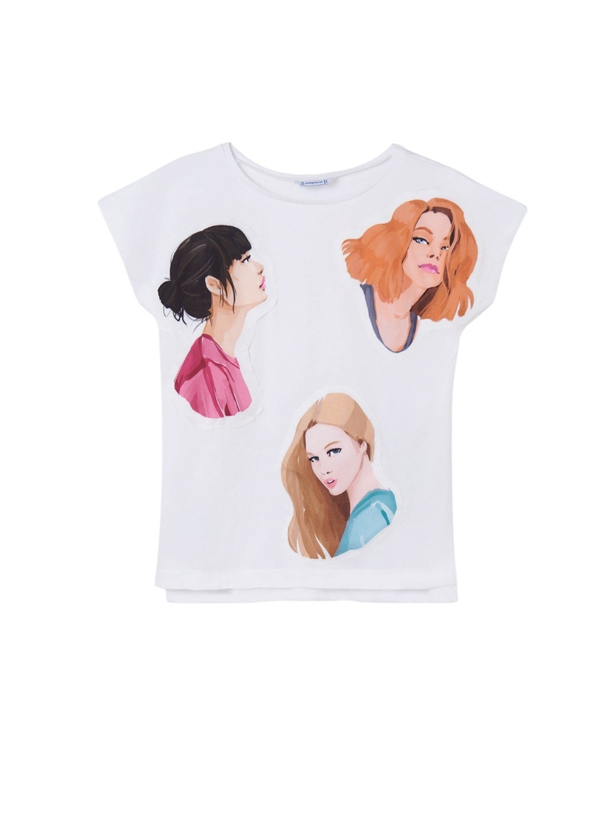 T-shirt caras aplicação Branco (Branco)  para Menina - Mayoral