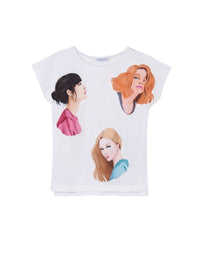 T-shirt caras aplicação Branco (Branco)  para Menina - Mayoral