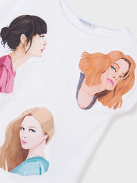 T-shirt caras aplicação Branco (Branco)  para Menina - Mayoral