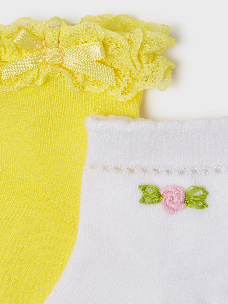 Set 2 soquetes flor Limão (Amarelo)  para Bebé Menina - Mayoral