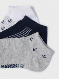 Set 3 soquetes curtos ancoras Cinza vig (Cinza)  para Menino - Mayoral