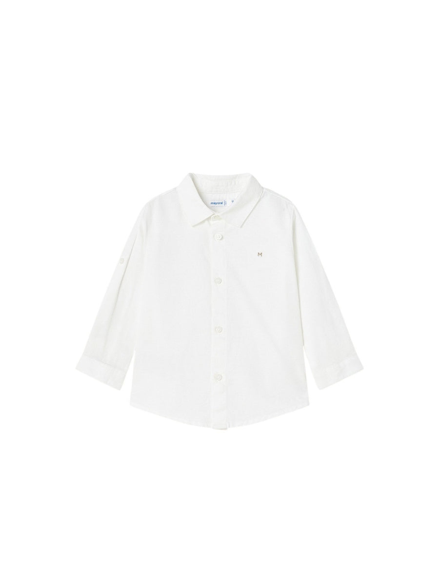 Camisa m/comp. linho básica Branco (Branco)  para Bebé Menino - Mayoral