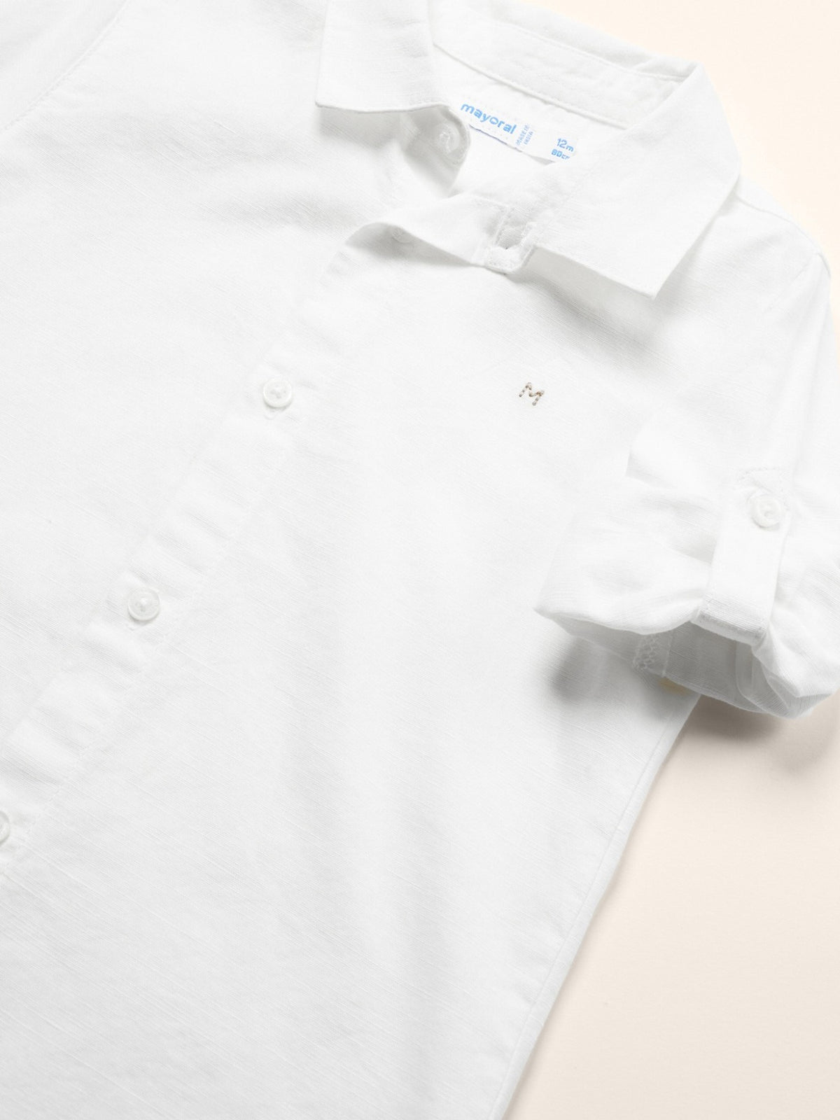 Camisa m/comp. linho básica Branco (Branco)  para Bebé Menino - Mayoral