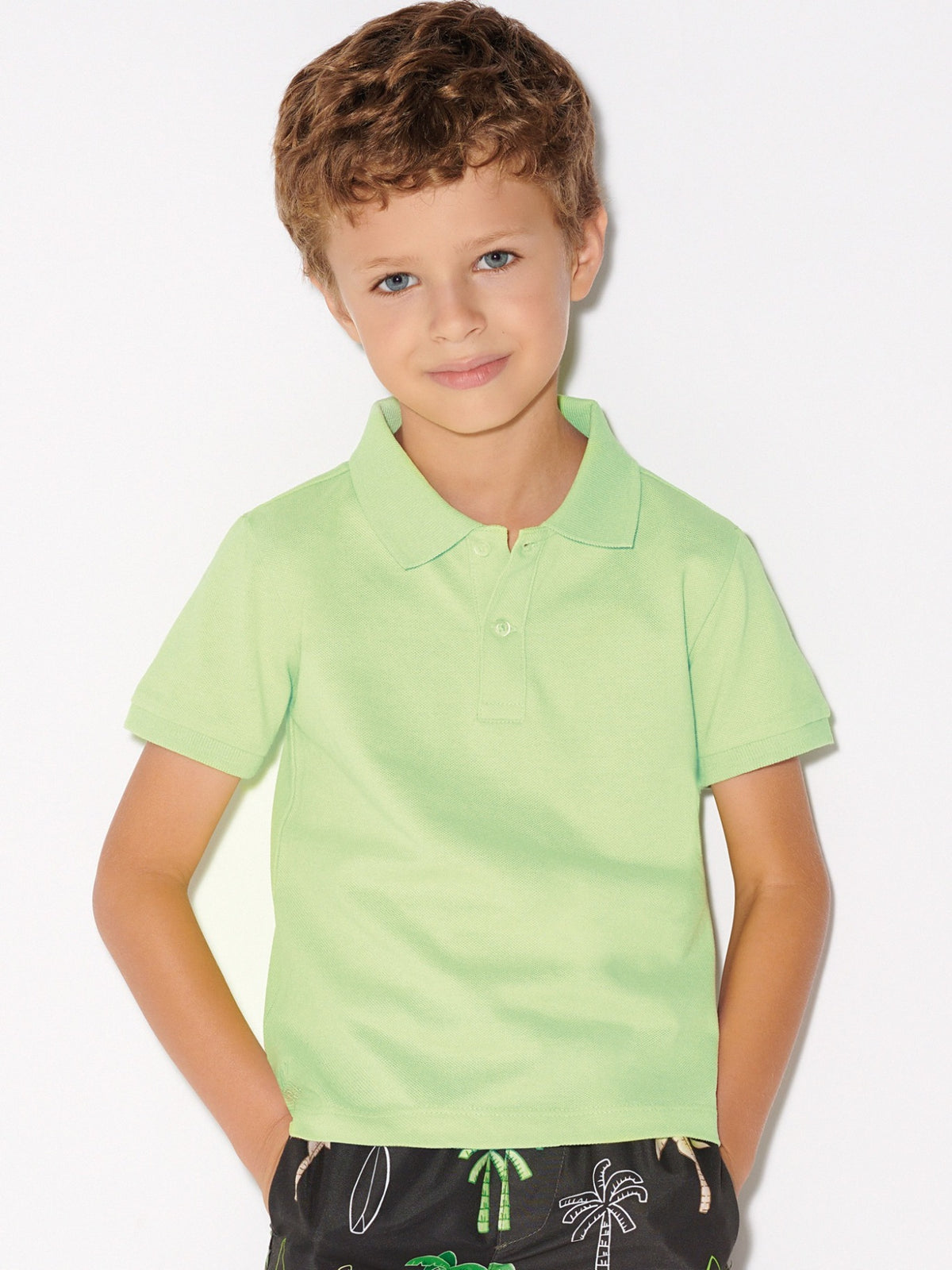 Polo m/curta granito básico Apio (Verde Alface)  para Menino - Mayoral