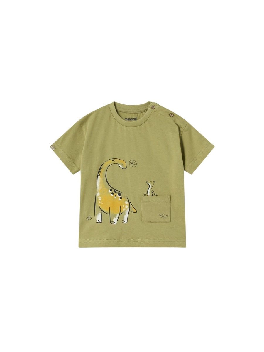 T´shirt bolso dino Jungla (Azeitona)  para Bebé Menino - Mayoral