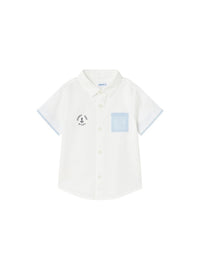 Camisa m/curta lisa detalhes Branco (Branco)  para Bebé Menino - Mayoral