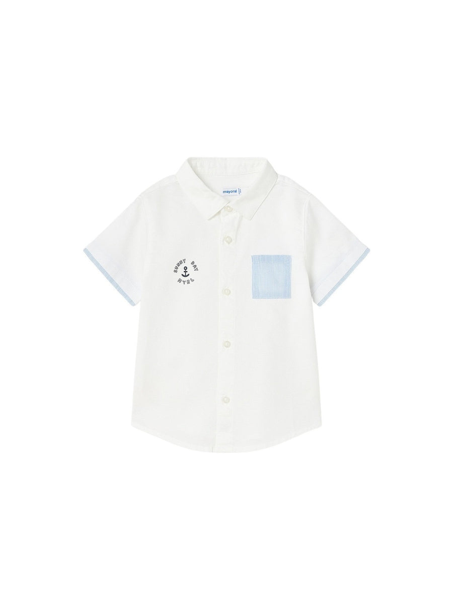 Camisa m/curta lisa detalhes Branco (Branco)  para Bebé Menino - Mayoral