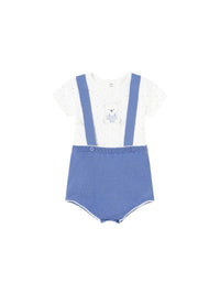 Conj. calça balão com alças Regata (Azul)  para Bebé Menino - Mayoral