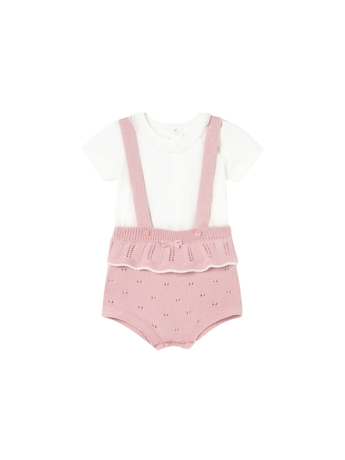 Conj. calça balão com alças Rosette (Rosa)  para Bebé Menina - Mayoral