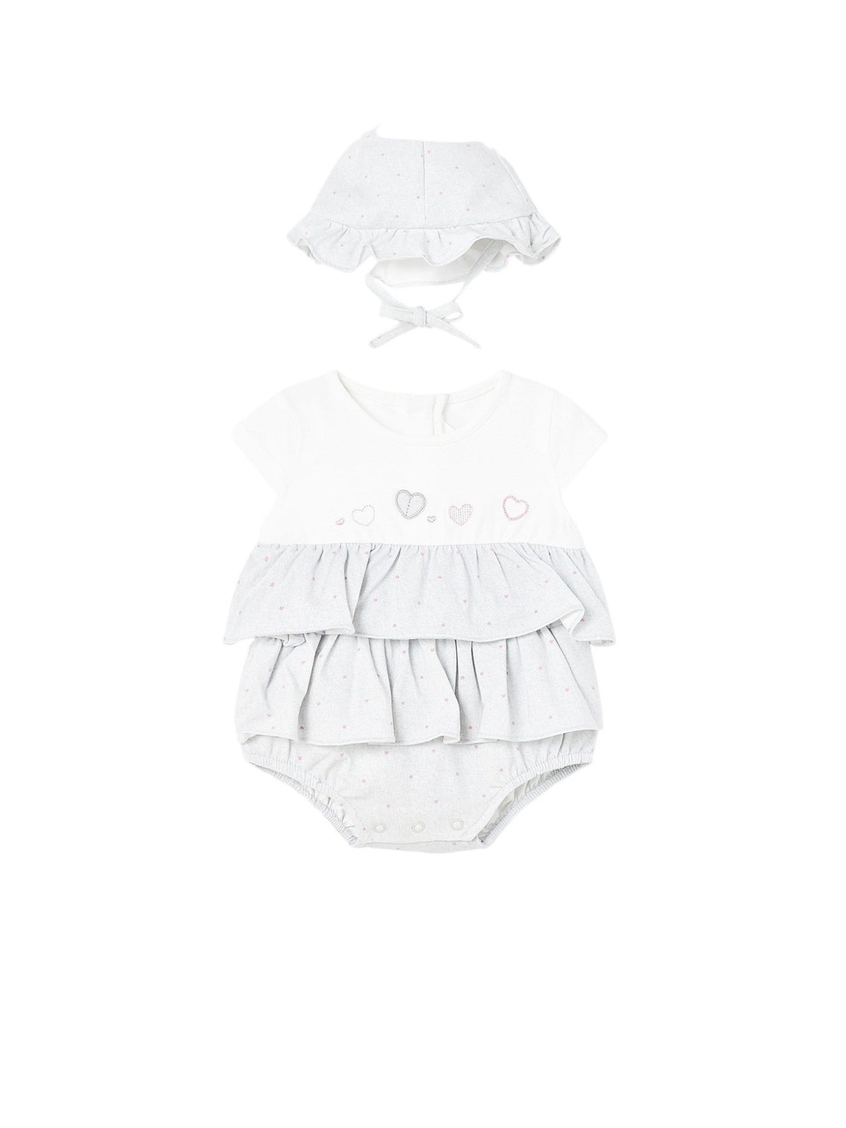 Conj. fato bebé/gorro Lunar (Cinza Claro)  para Bebé Menina - Mayoral
