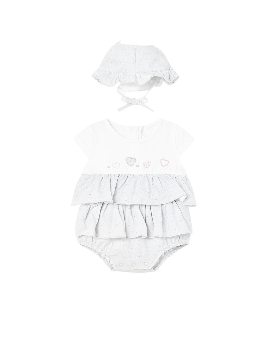 Conj. fato bebé/gorro Lunar (Cinza Claro)  para Bebé Menina - Mayoral