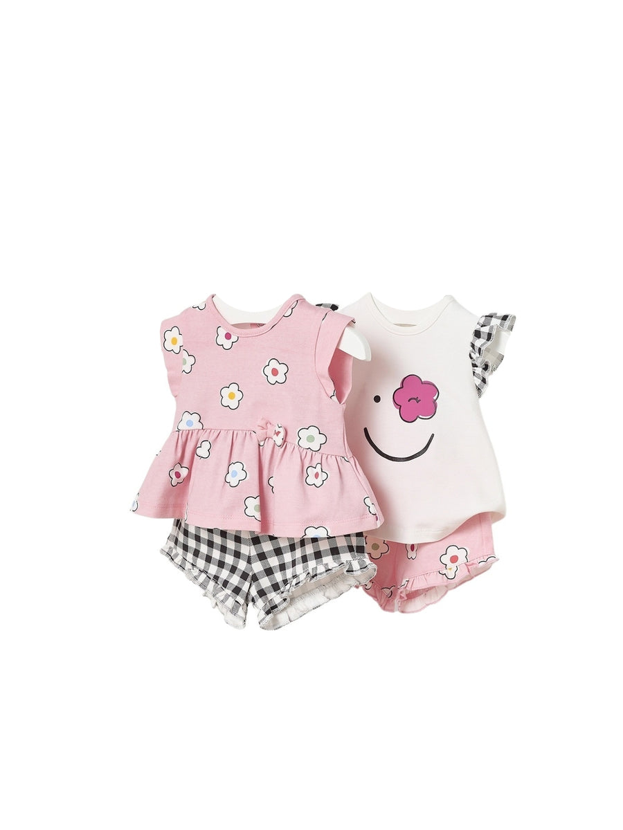 Set 4 peças curtas Colorete (Rosa)  para Bebé Menina - Mayoral