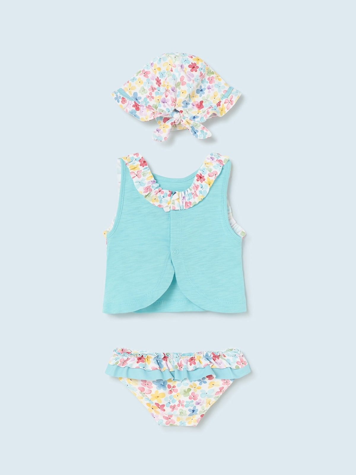 Conj. banho c/ gorro Turquesa (Turquesa)  para Bebé Menina - Mayoral