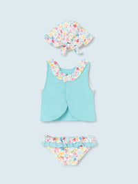 Conj. banho c/ gorro Turquesa (Turquesa)  para Bebé Menina - Mayoral