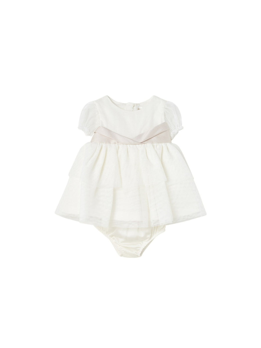 Vestido tule cerimónia Crú (Creme / Pérola)  para Bebé Menina - Mayoral
