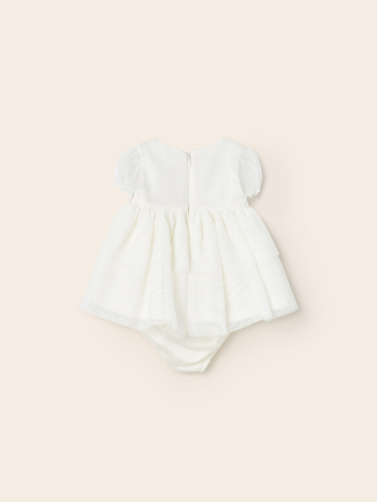 Vestido tule cerimónia Crú (Creme / Pérola)  para Bebé Menina - Mayoral