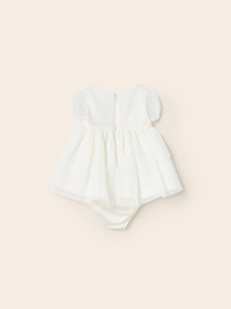 Vestido tule cerimónia Crú (Creme / Pérola)  para Bebé Menina - Mayoral