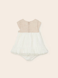 Vestido combinado tule Crú (Creme / Pérola)  para Bebé Menina - Mayoral