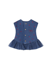 Vestido ganga bordado Azul ganga (Ganga)  para Bebé Menina - Mayoral