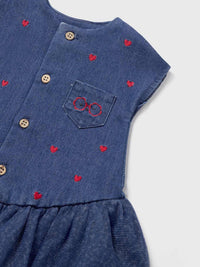 Vestido ganga bordado Azul ganga (Ganga)  para Bebé Menina - Mayoral