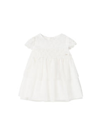 Vestido guipur tule Crú (Creme / Pérola)  para Bebé Menina - Mayoral