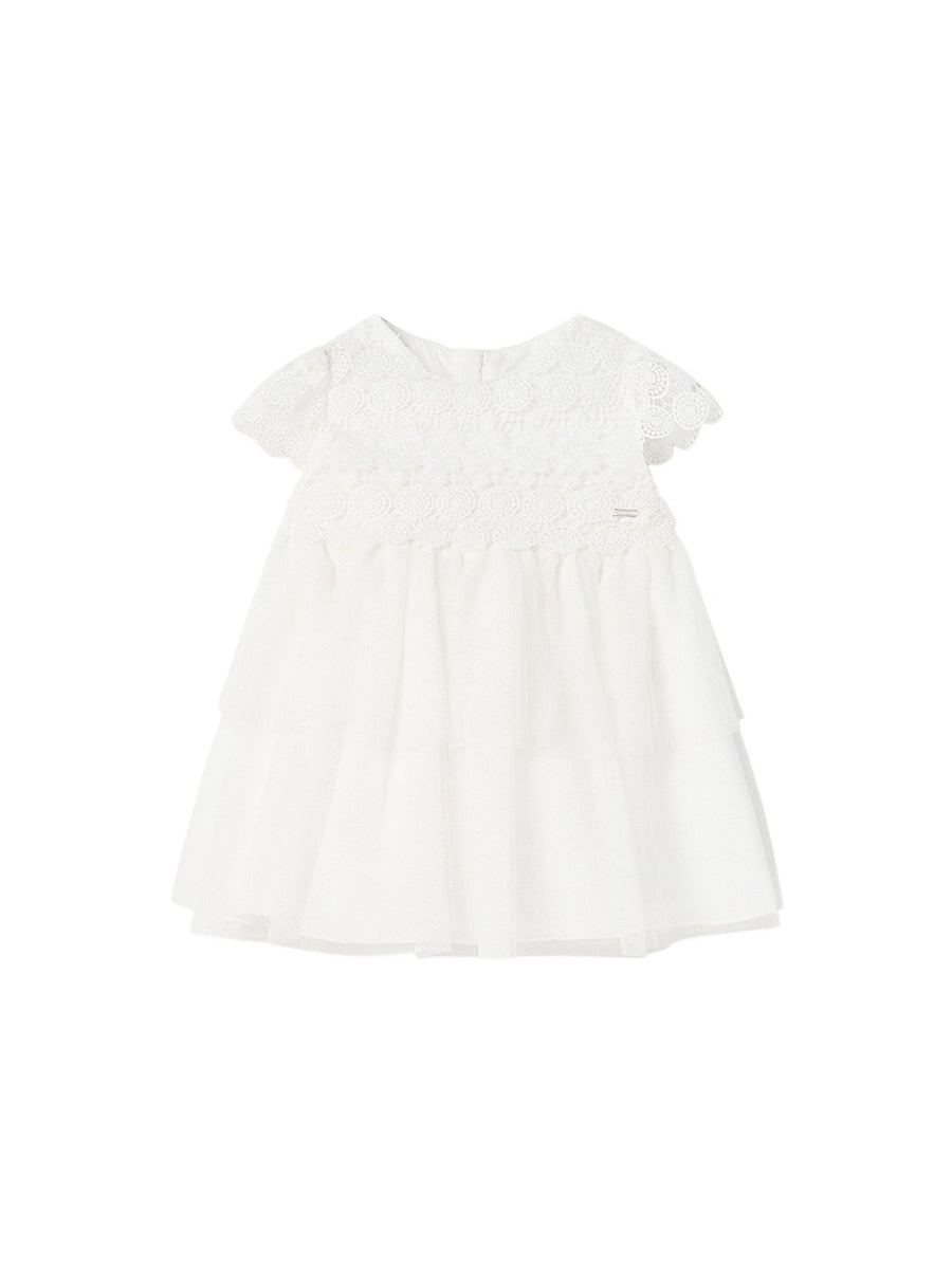 Vestido guipur tule Crú (Creme / Pérola)  para Bebé Menina - Mayoral