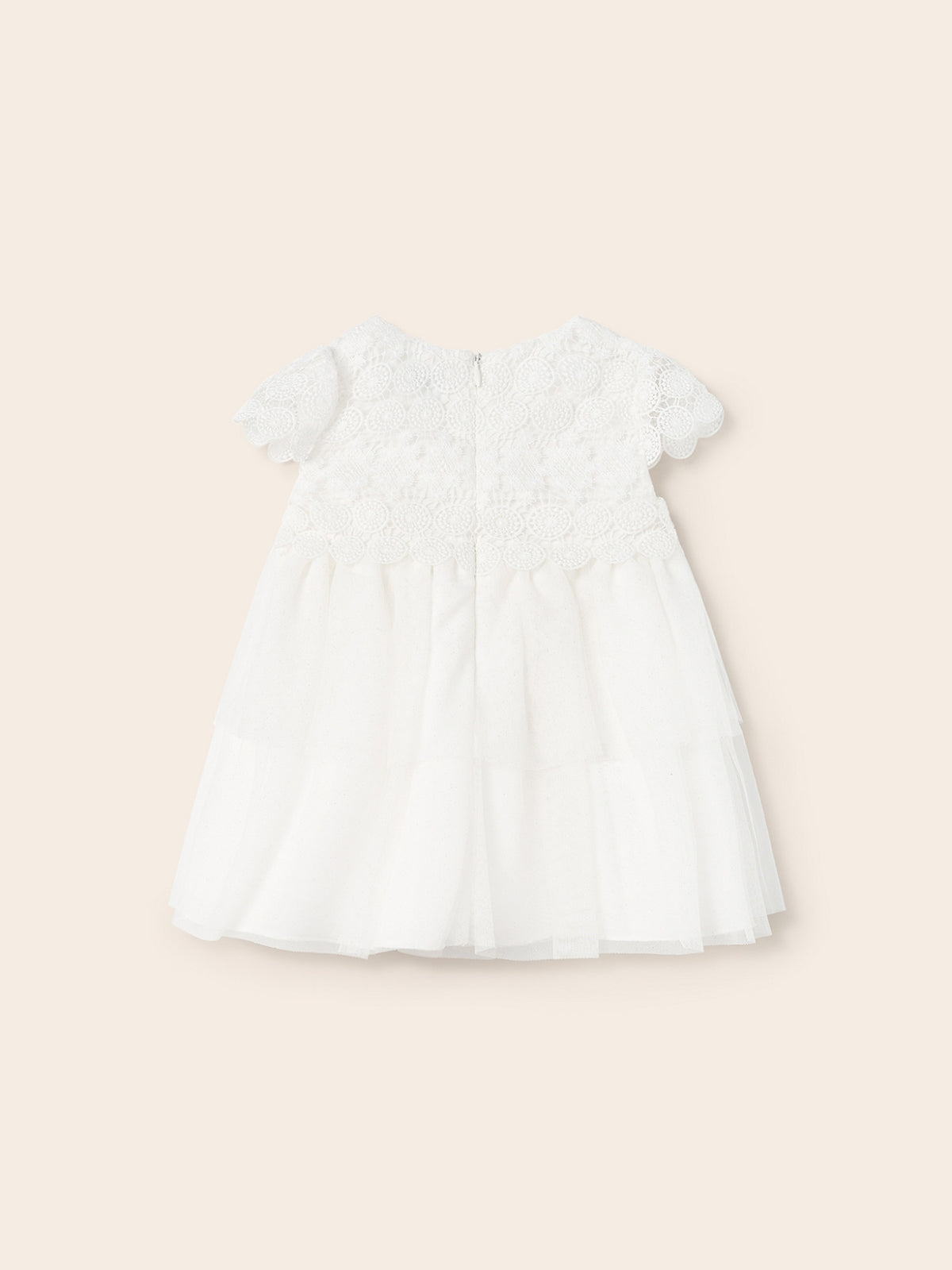 Vestido guipur tule Crú (Creme / Pérola)  para Bebé Menina - Mayoral