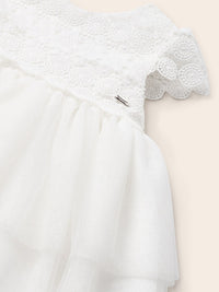 Vestido guipur tule Crú (Creme / Pérola)  para Bebé Menina - Mayoral