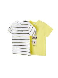 Pack 2 camiseta lisa/riscas Ananás (Amarelo)  para Menino - Mayoral