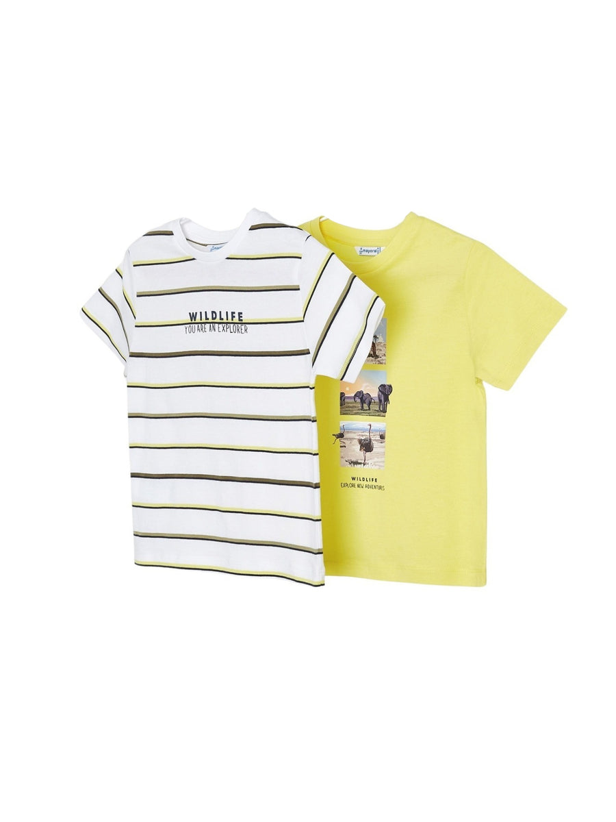 Pack 2 camiseta lisa/riscas Ananás (Amarelo)  para Menino - Mayoral