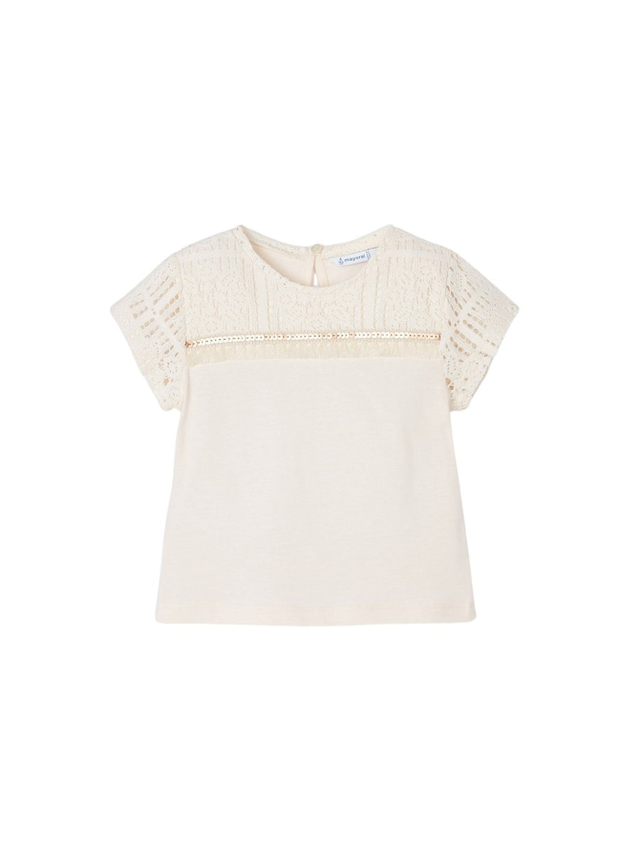 Camiseta combinada Grão bico (Bege)  para Menina - Mayoral