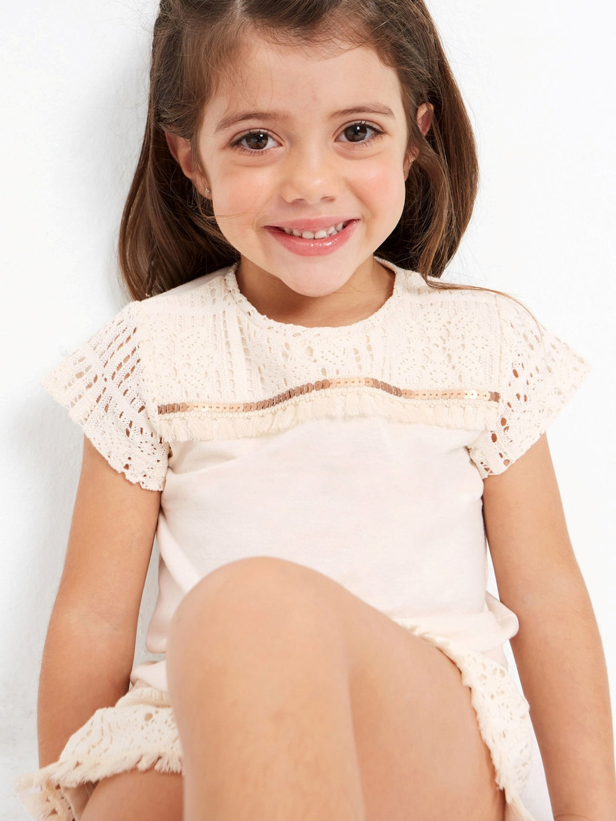Camiseta combinada Grão bico (Bege)  para Menina - Mayoral