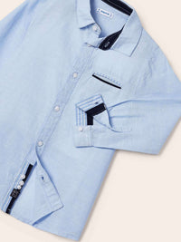 Camisa m/comp. linho tailorin Celeste (Celeste)  para Menino - Mayoral