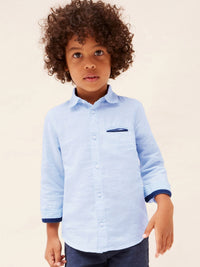 Camisa m/comp. linho tailorin Celeste (Celeste)  para Menino - Mayoral