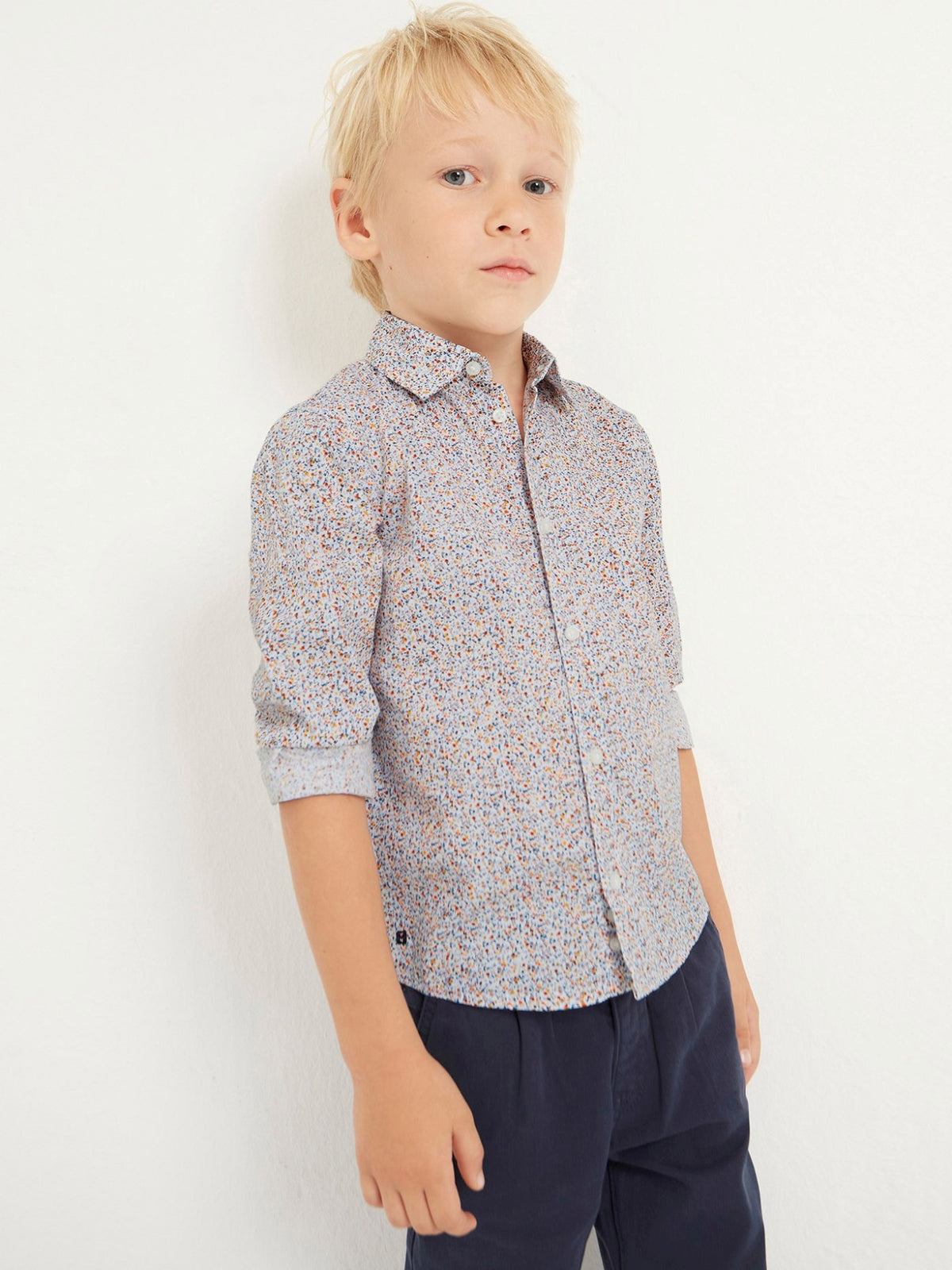 Camisa m/comp. estamp. floral Flores (Laranja)  para Menino - Mayoral