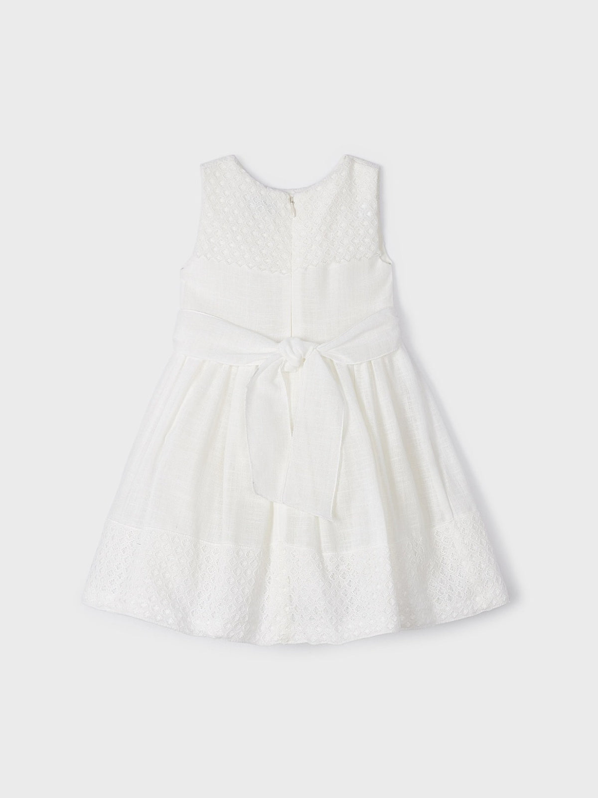 Vestido combinado guipur Crú (Creme / Pérola)  para Menina - Mayoral