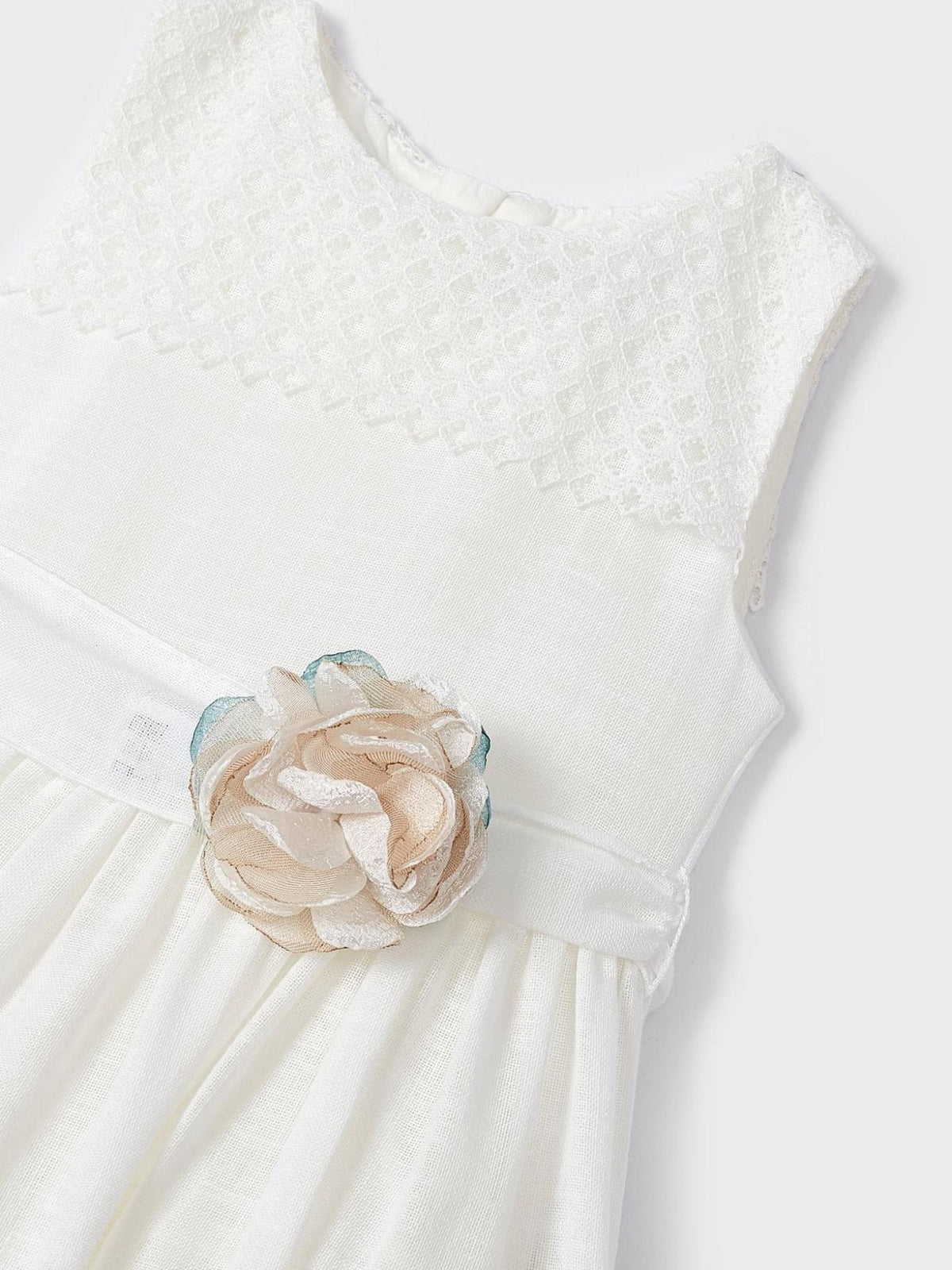 Vestido combinado guipur Crú (Creme / Pérola)  para Menina - Mayoral