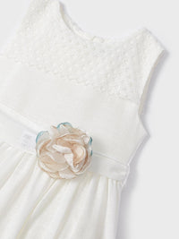 Vestido combinado guipur Crú (Creme / Pérola)  para Menina - Mayoral