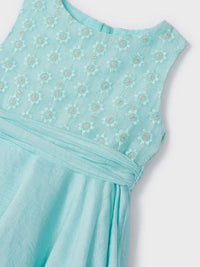 Vestido bordado Água (Verde Água)  para Menina - Mayoral