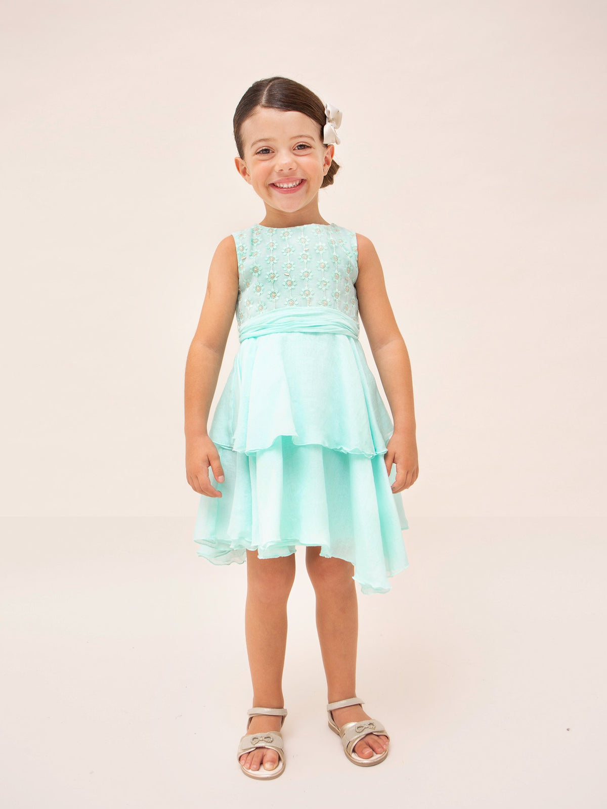 Vestido bordado Água (Verde Água)  para Menina - Mayoral